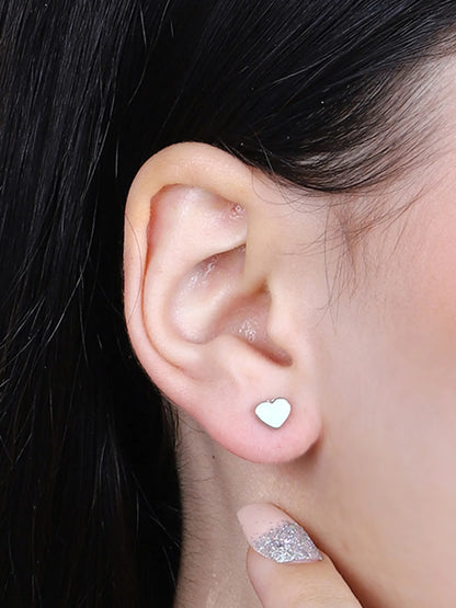 Sylvexia Mint Green Heart Stud Earrings
