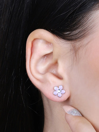 Sylvexia Lavender Daisy Stud Earrings