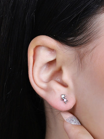 Sylvexia Whimsical Cartoon Girl Stud Earrings