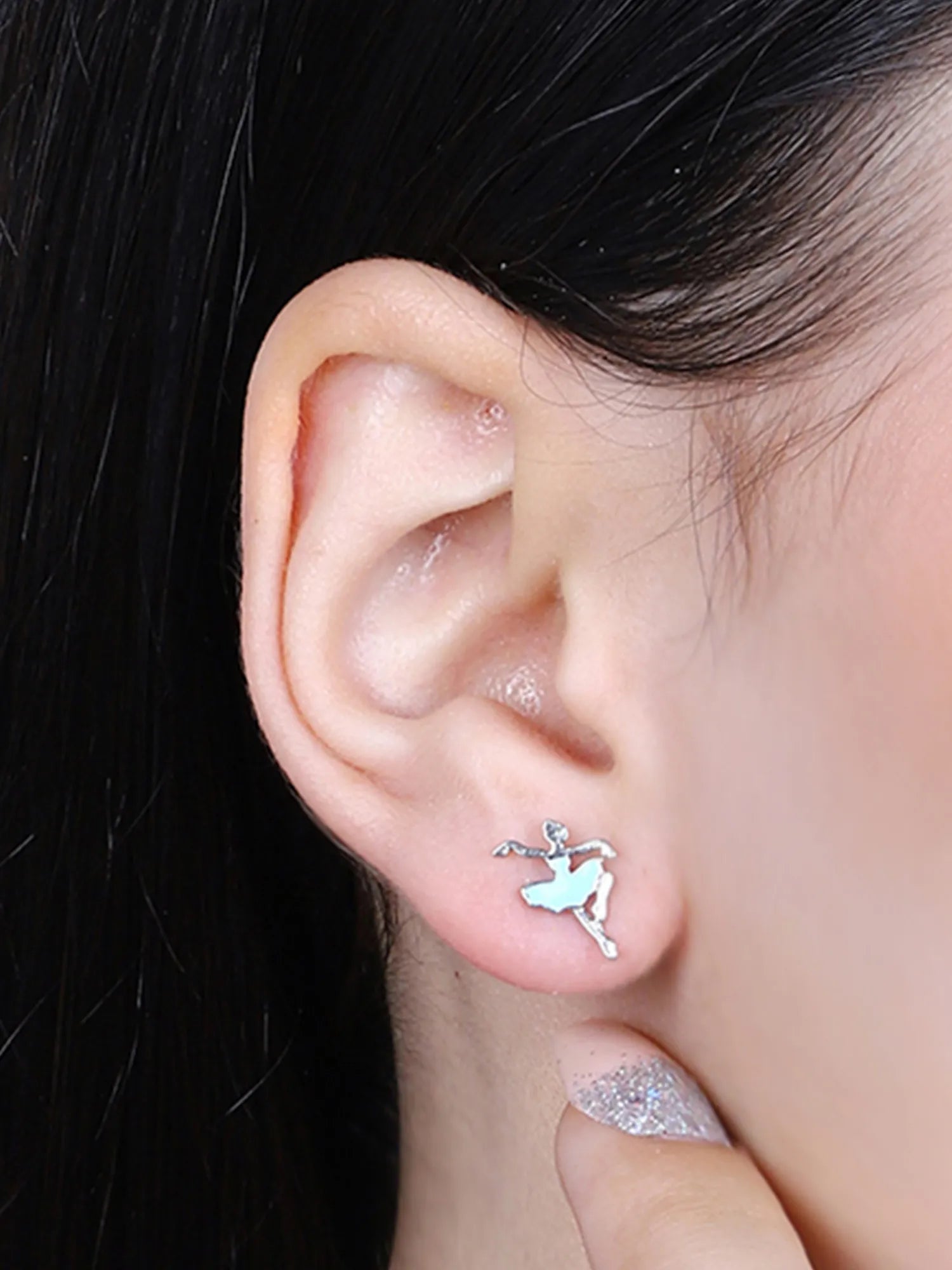Sylvexia Silver Aqua Ballerina Stud Earrings