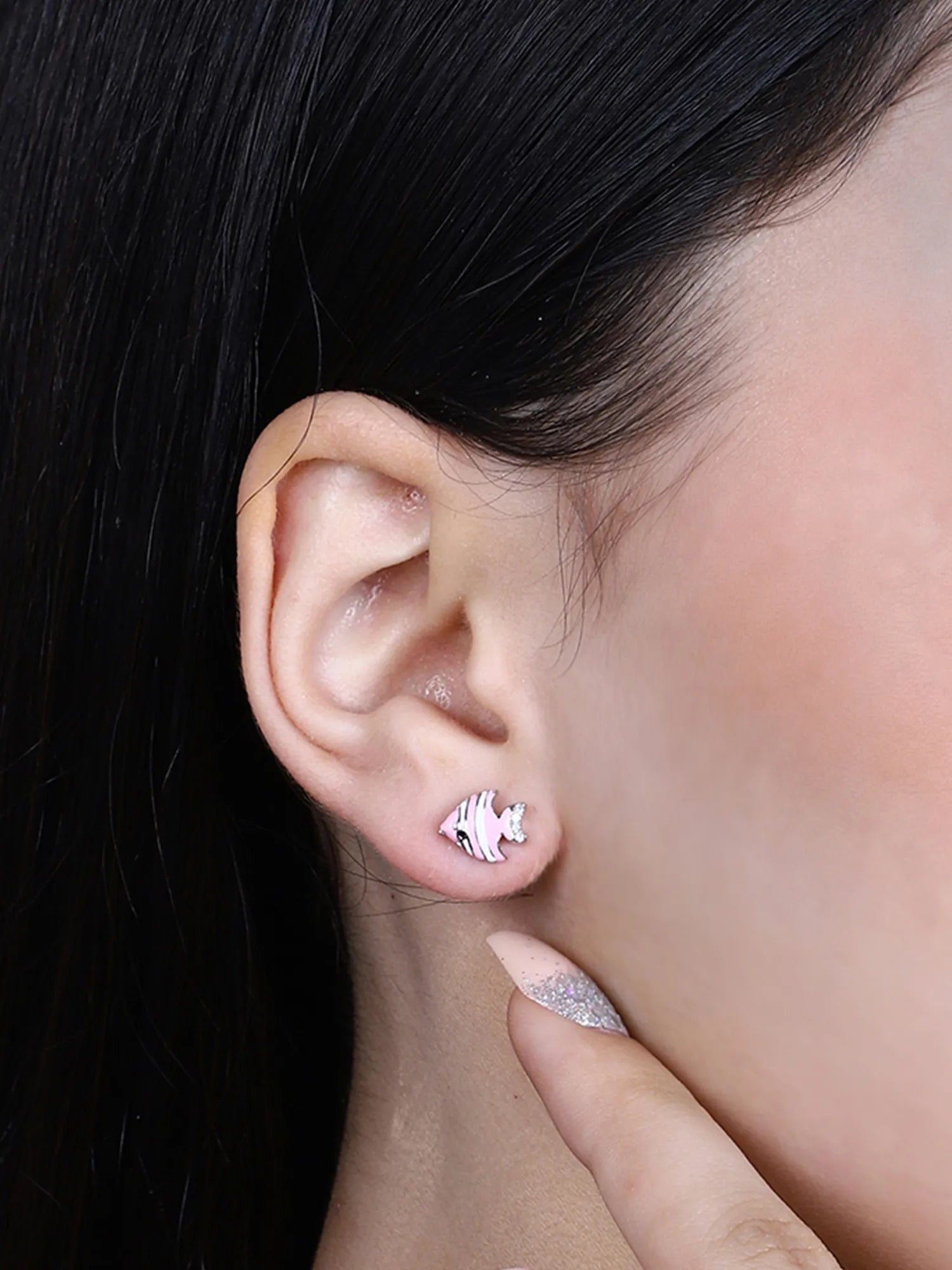Sylvexia Silver Fish Sparkle Earrings