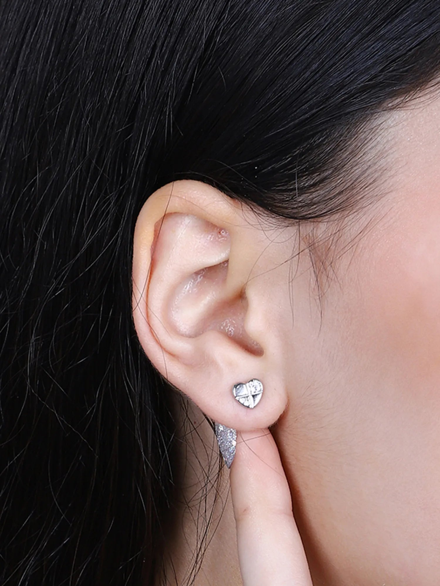 Sylvexia Quad Spark Heart Stud Earrings for Women