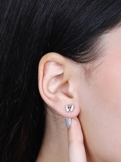 Sylvexia Silver Crystal Butterfly Stud Earrings