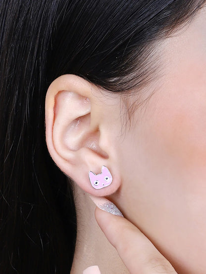 Sylvexia Kitty Face Cute Earrings
