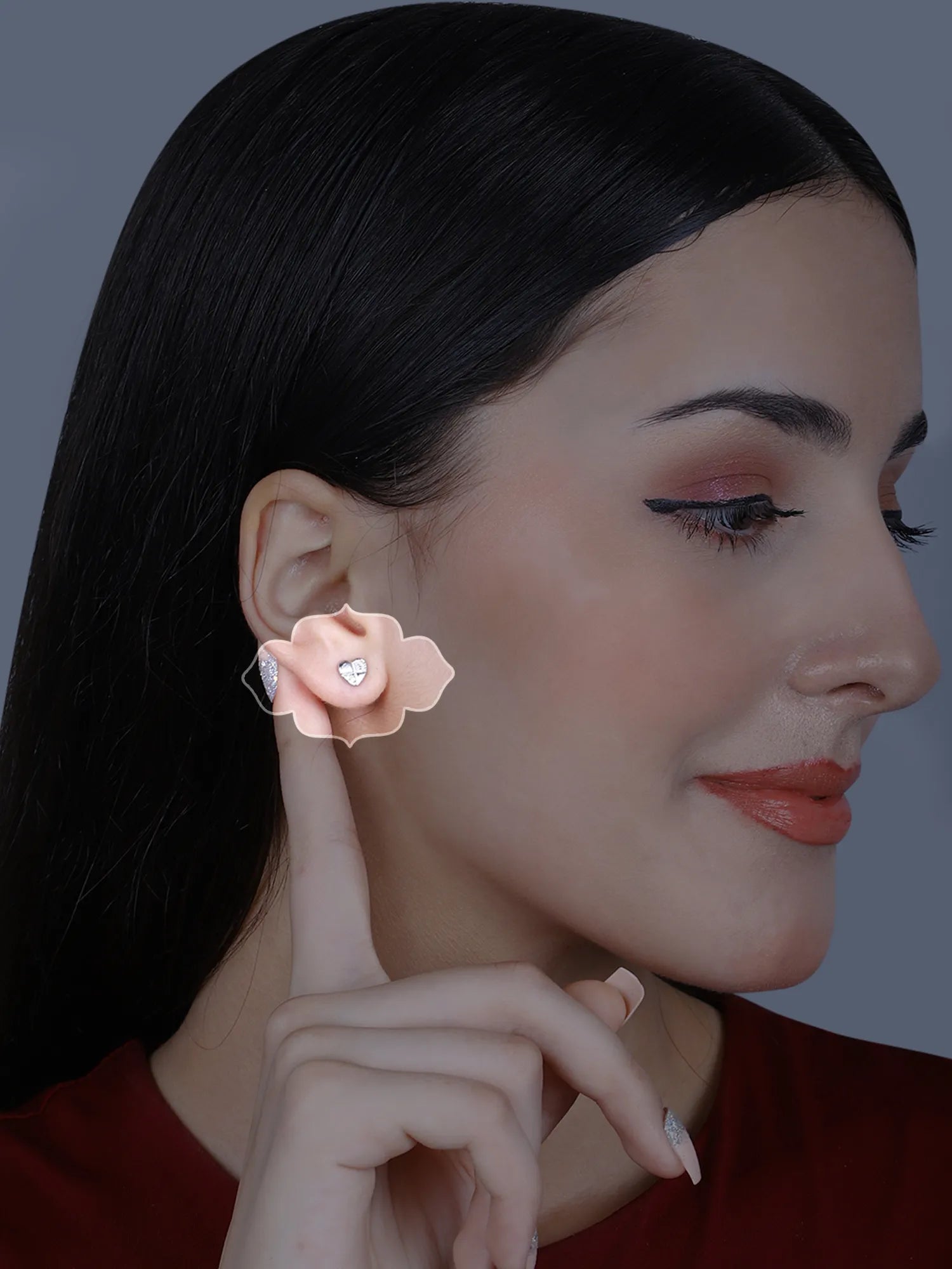 Sylvexia Quad Spark Heart Stud Earrings for Women