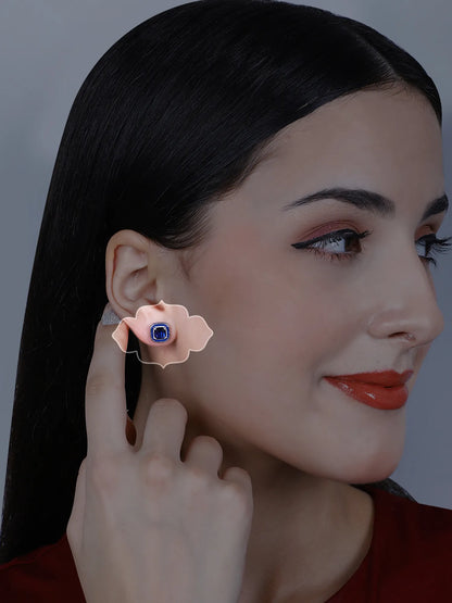 Sylvexia Royal Blue Crystal Square Stud Earrings