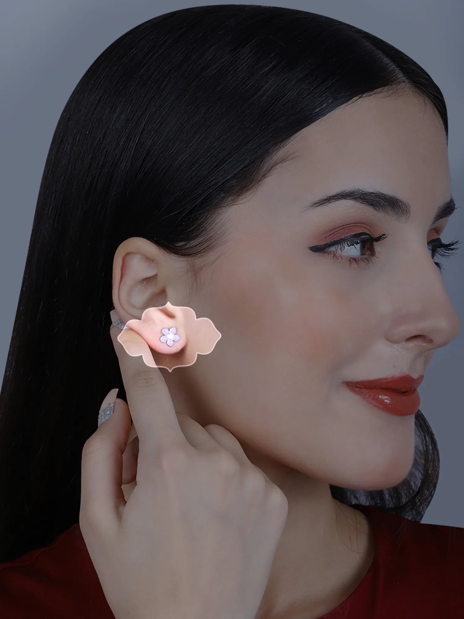 Sylvexia Lavender Daisy Stud Earrings