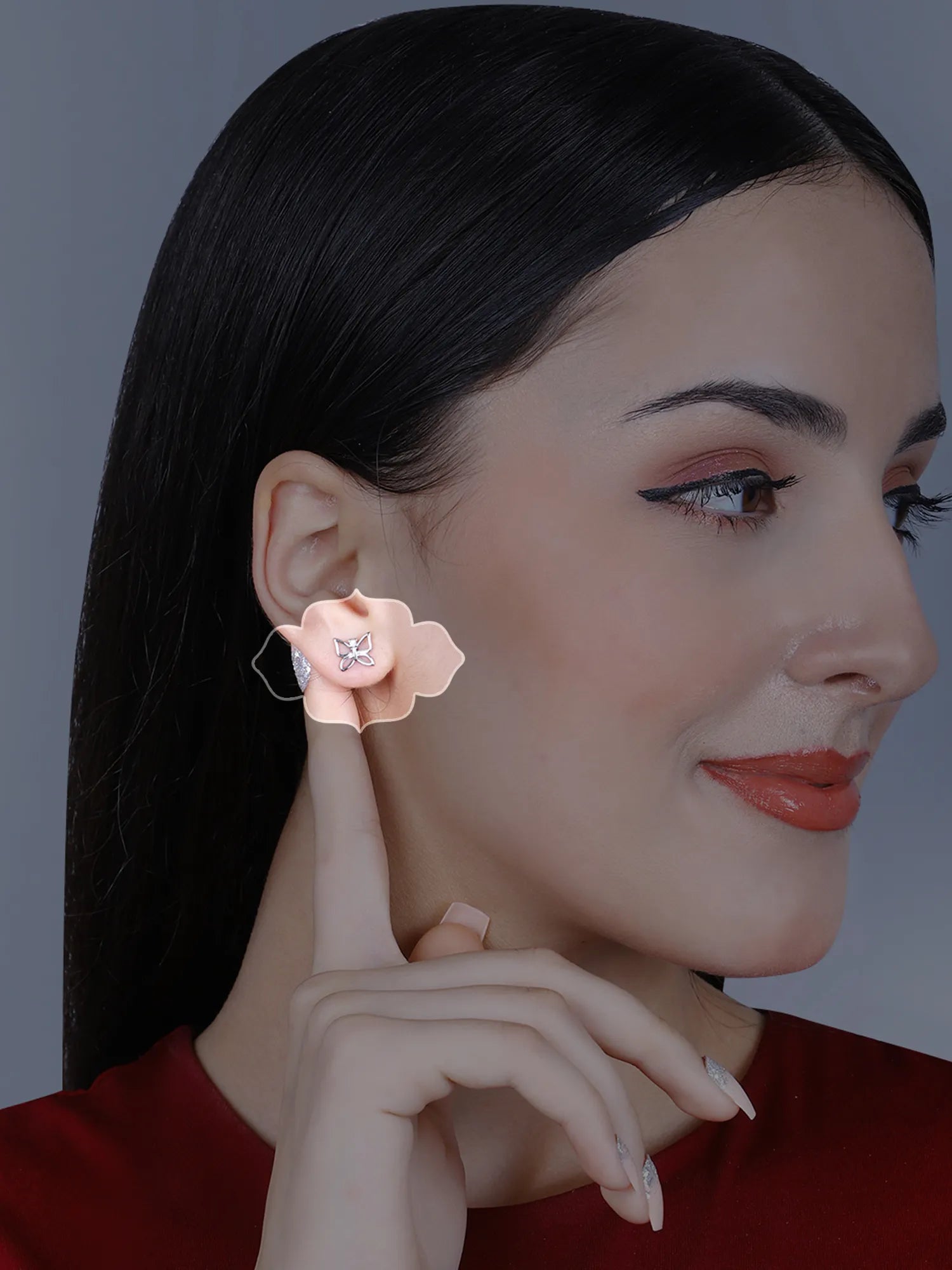 Sylvexia Silver Elegant Butterfly Stud Earrings
