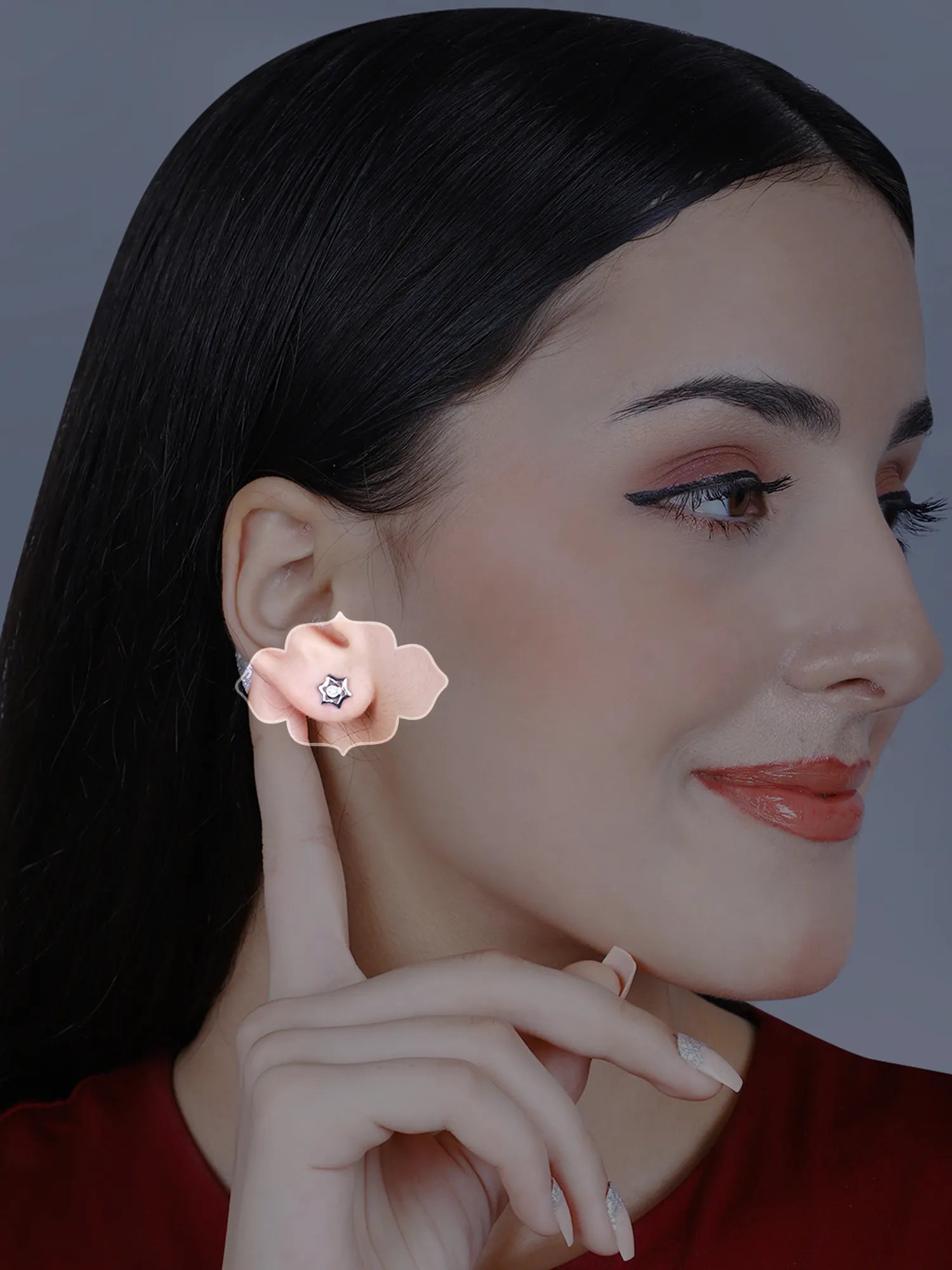 Sylvexia  Silver Sparkling Star Crystal Stud Earrings for Women