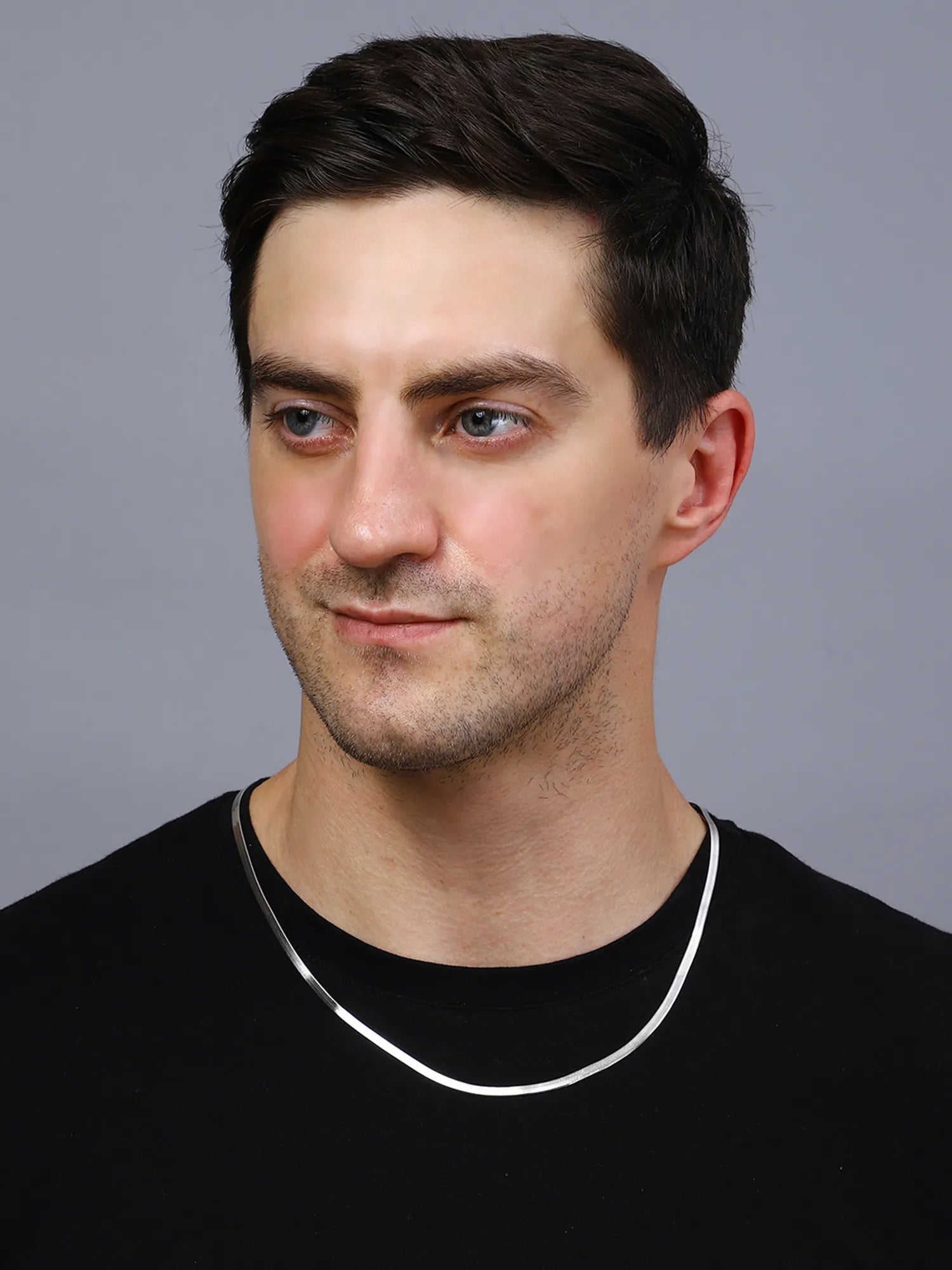 Sylvexia Silver Flat Snake Chain Necklace for Men | Sleek Minimal Chain