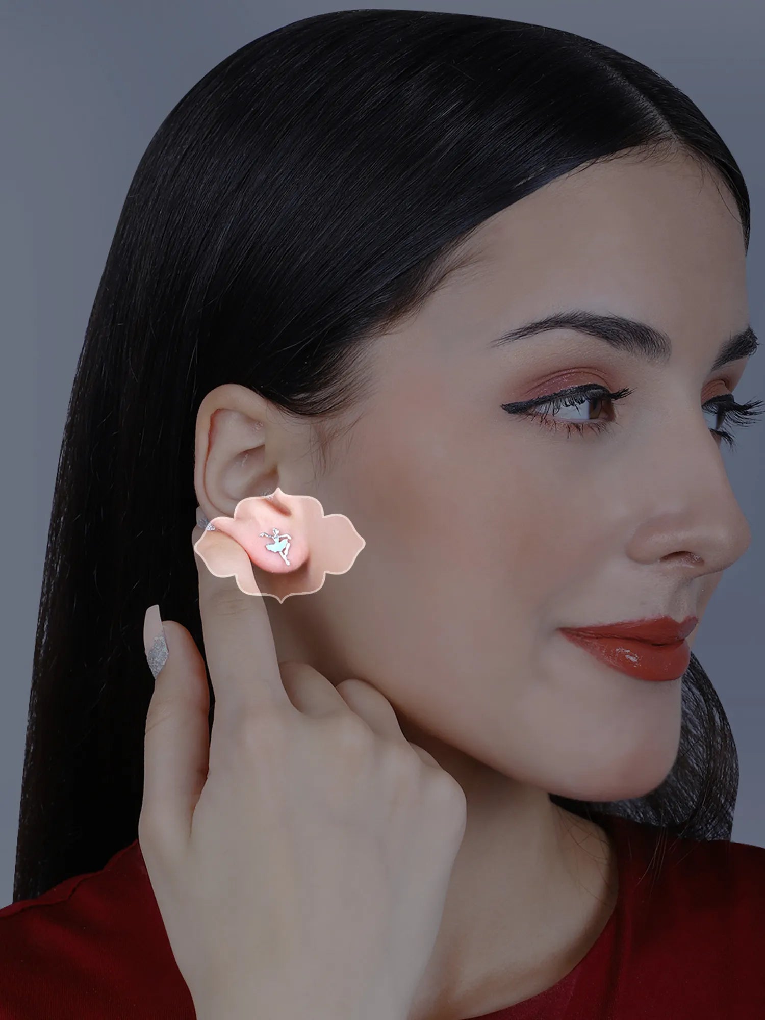 Sylvexia Silver Aqua Ballerina Stud Earrings