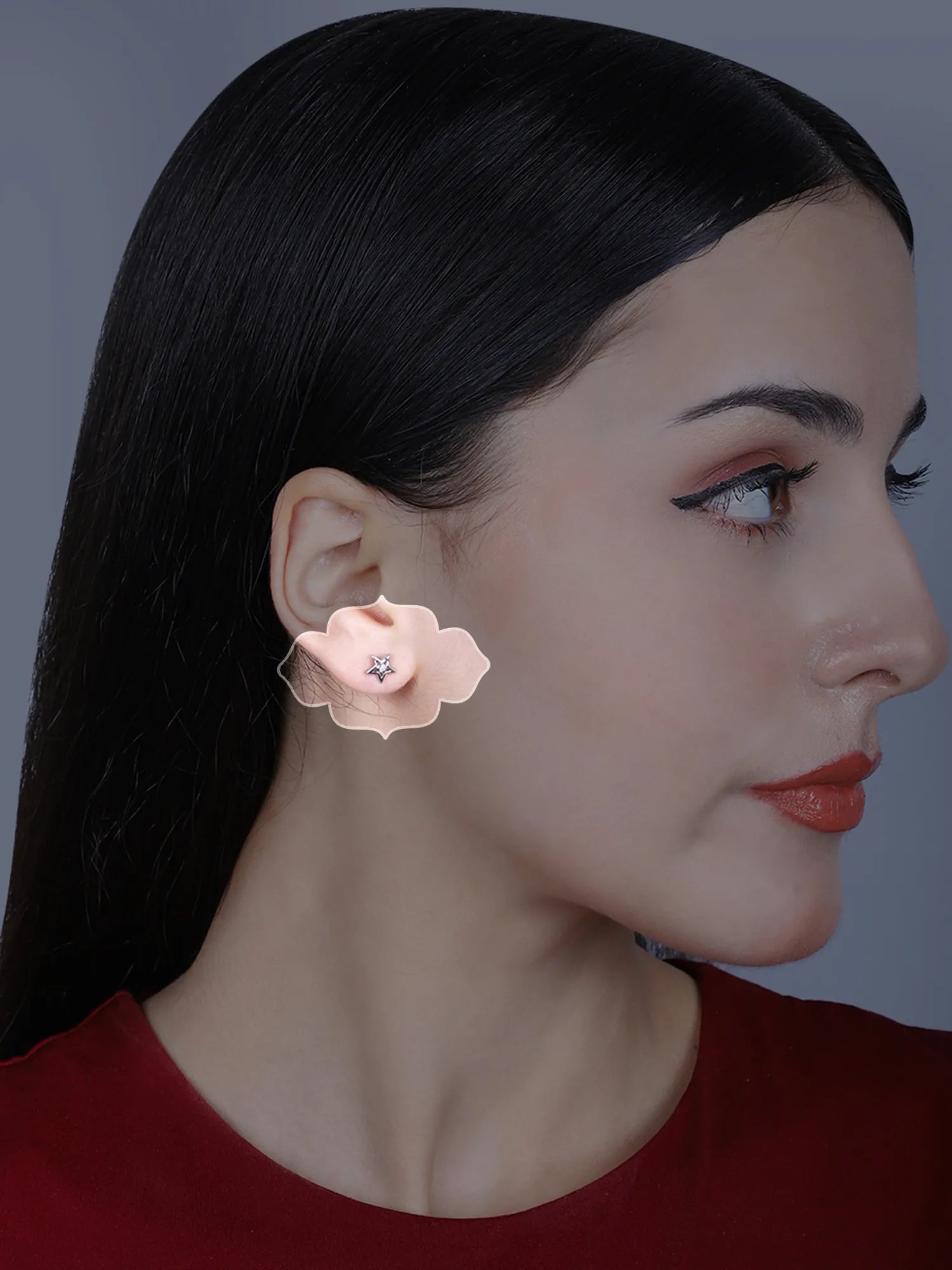 Sylvexia Silver Sparkling Star Stud Earrings