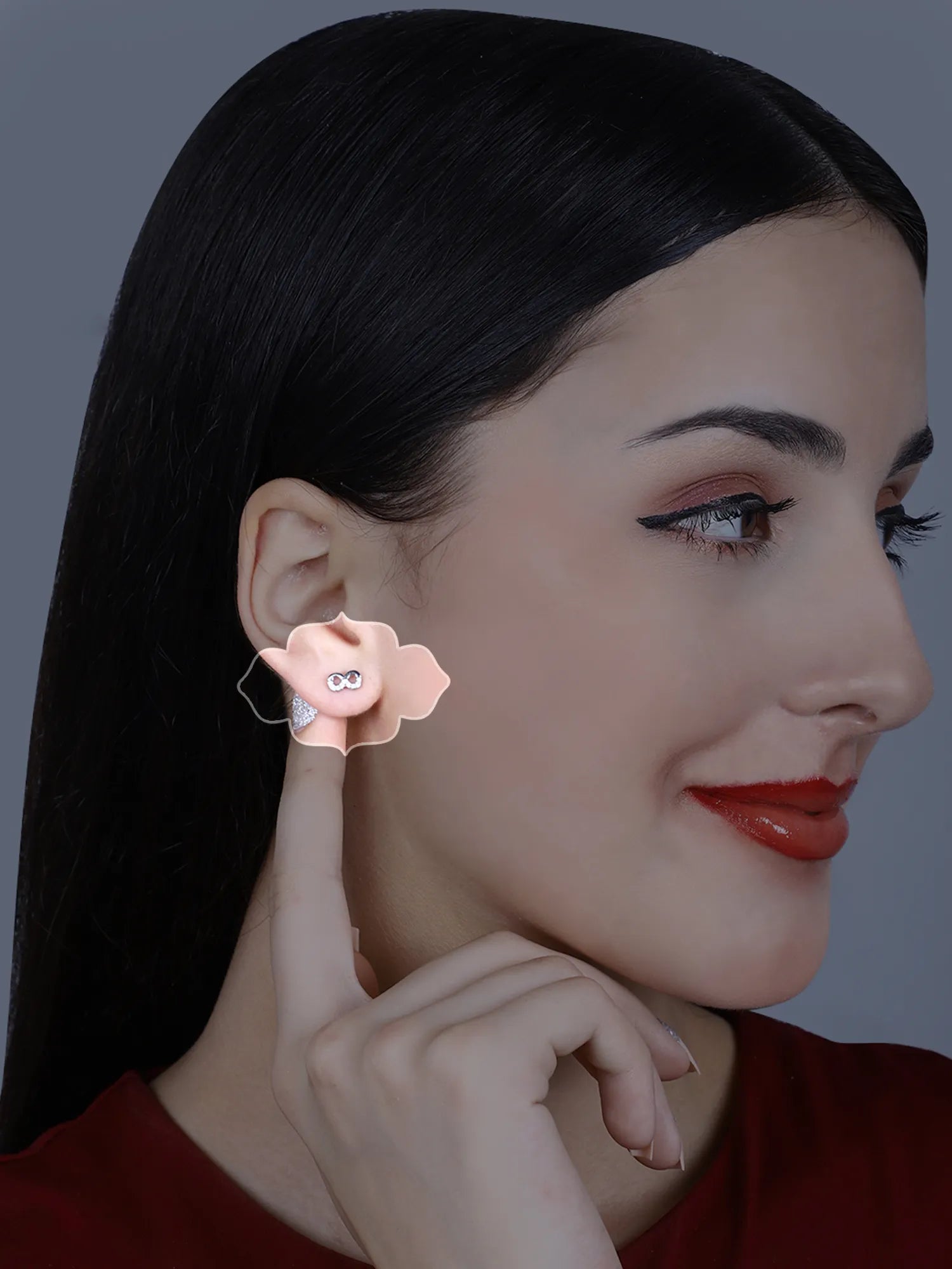 Sylvexia Infinity Crystal Stud Earrings – Elegant Silver Plated