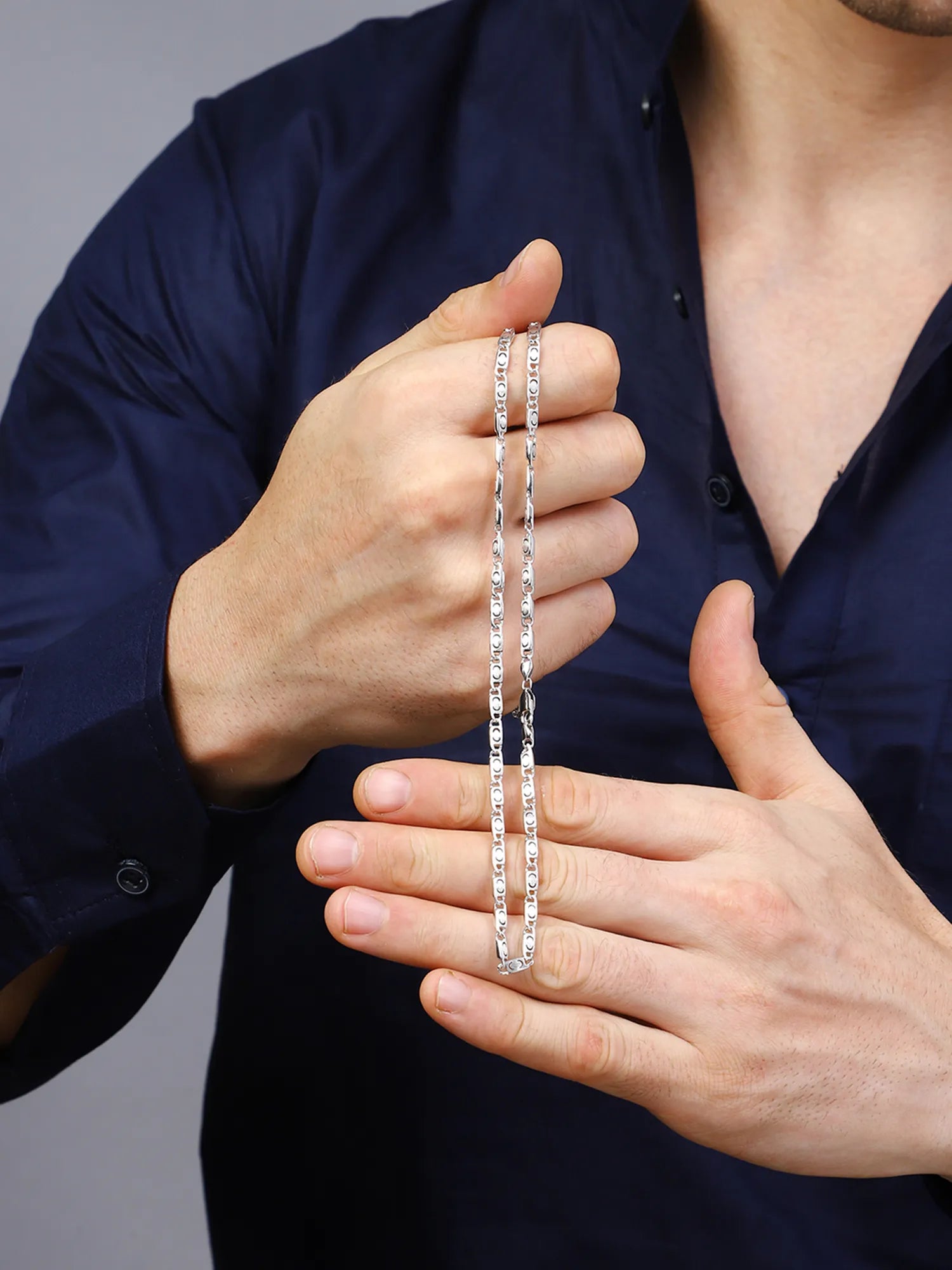 Sylvexia 925 Sterling Silver Designer Link Chain for Men
