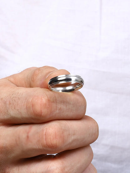 Sylvexia 925 Sterling Silver Plain Band Ring for Men | Minimal Classic Mudari Ring