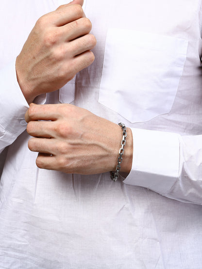 Sylevexia Silver Box Chain Bracelet for Men Stylish