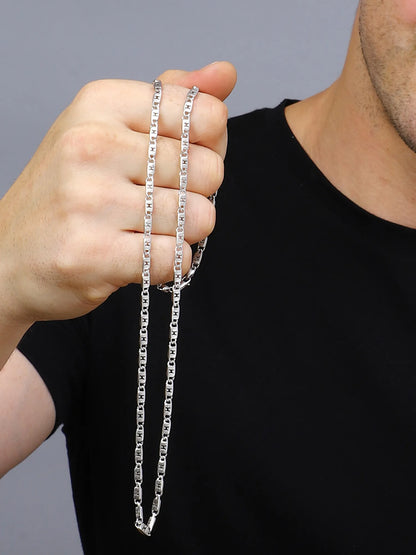 Sylvexia 925 Sterling Silver Designer Link Chain for Men