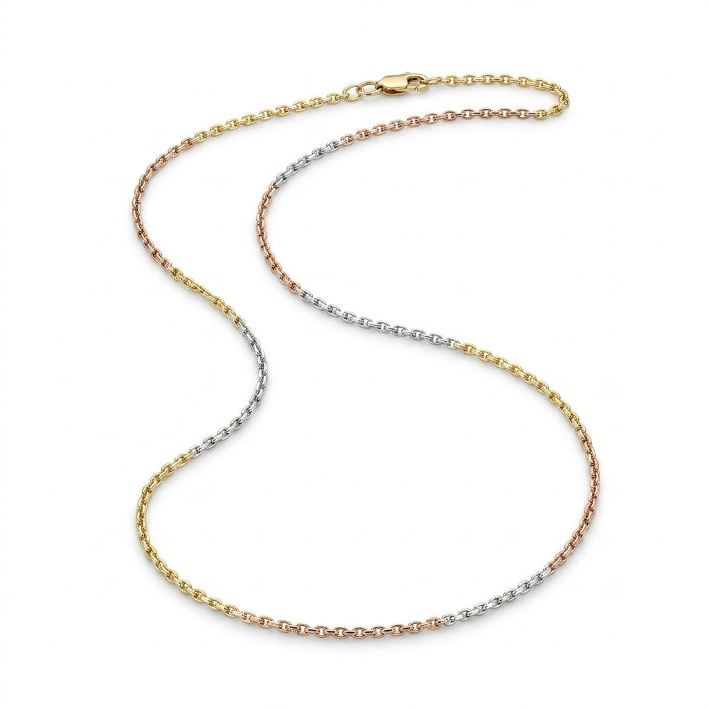 SYLVEXIA 925 Sterling Silver Tricolor Chain Necklace for Women