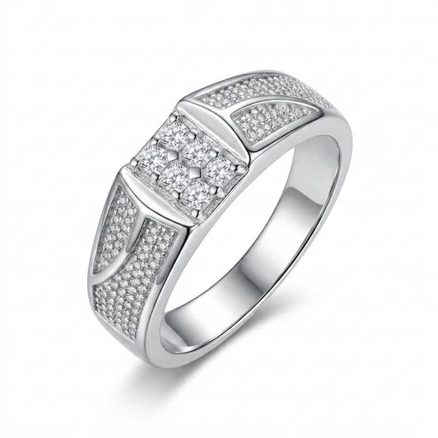 SYLVEXIA 925 Sterling Silver Crossover Ring with CZ Stones