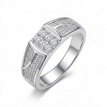 SYLVEXIA 925 Sterling Silver Crossover Ring with CZ Stones