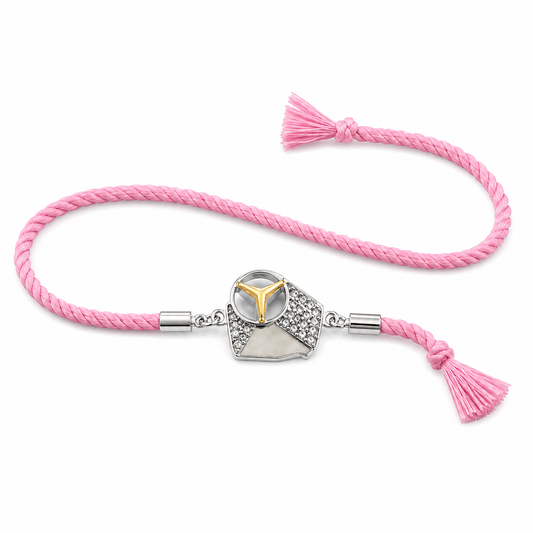 SYLVEXIA 925 Sterling Silver Pink Thread Designer Rakhi for Brother