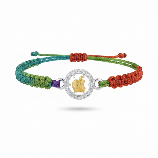 SYLVEXIA 925 Sterling Silver Multicolor Thread Designer Rakhi for Brother