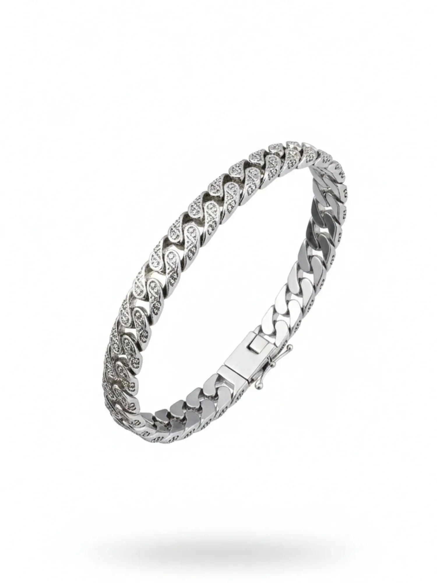Sylvexia Men’s Silver Textured Chain Bracelet