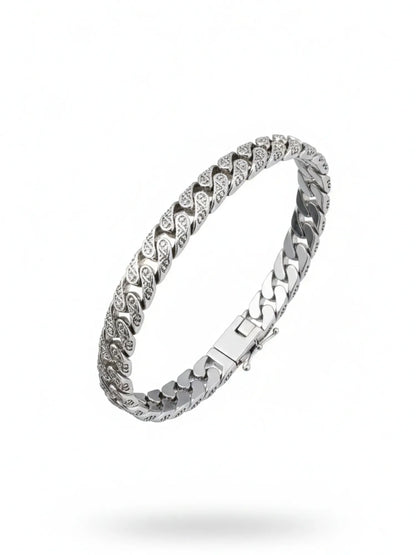 Sylvexia Men’s Silver Textured Chain Bracelet