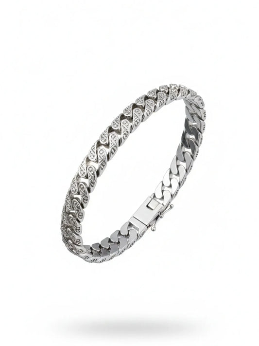 Sylvexia Men’s Silver Textured Chain Bracelet