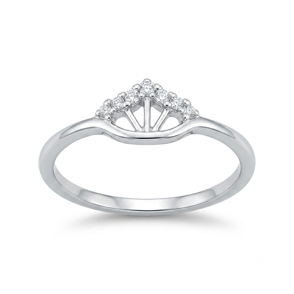 Sylvexia 925 Sterling Silver CZ Crown Ring for Women