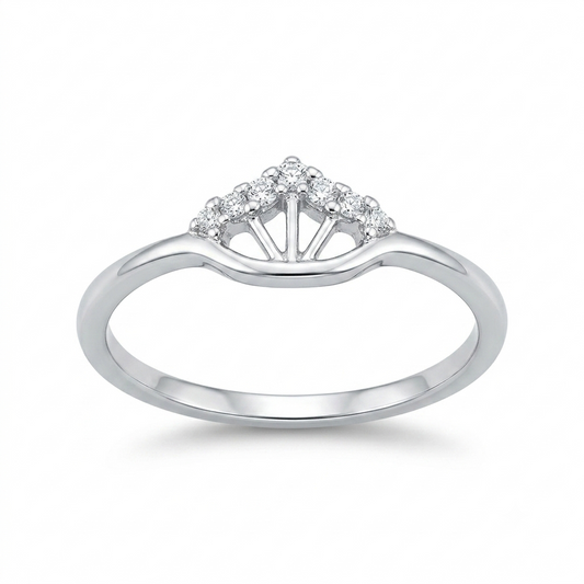 Sylvexia 925 Sterling Silver CZ Crown Ring for Women