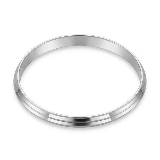 SYLVEXIA 925 Sterling Silver Plain Kada Bracelet for Men | Polished Classic Style