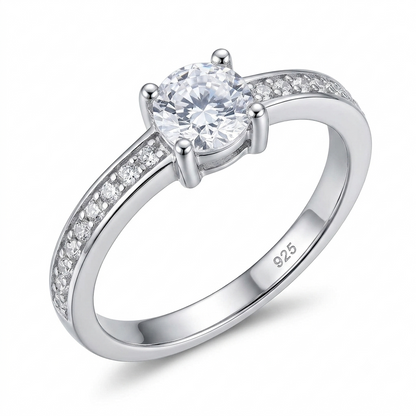Sylvexia 925 Sterling Silver Solitaire CZ Ring for Women