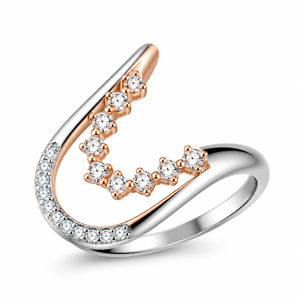 Sylvexia 925 Sterling Silver Two-Tone CZ Open Wrap Ring for Women
