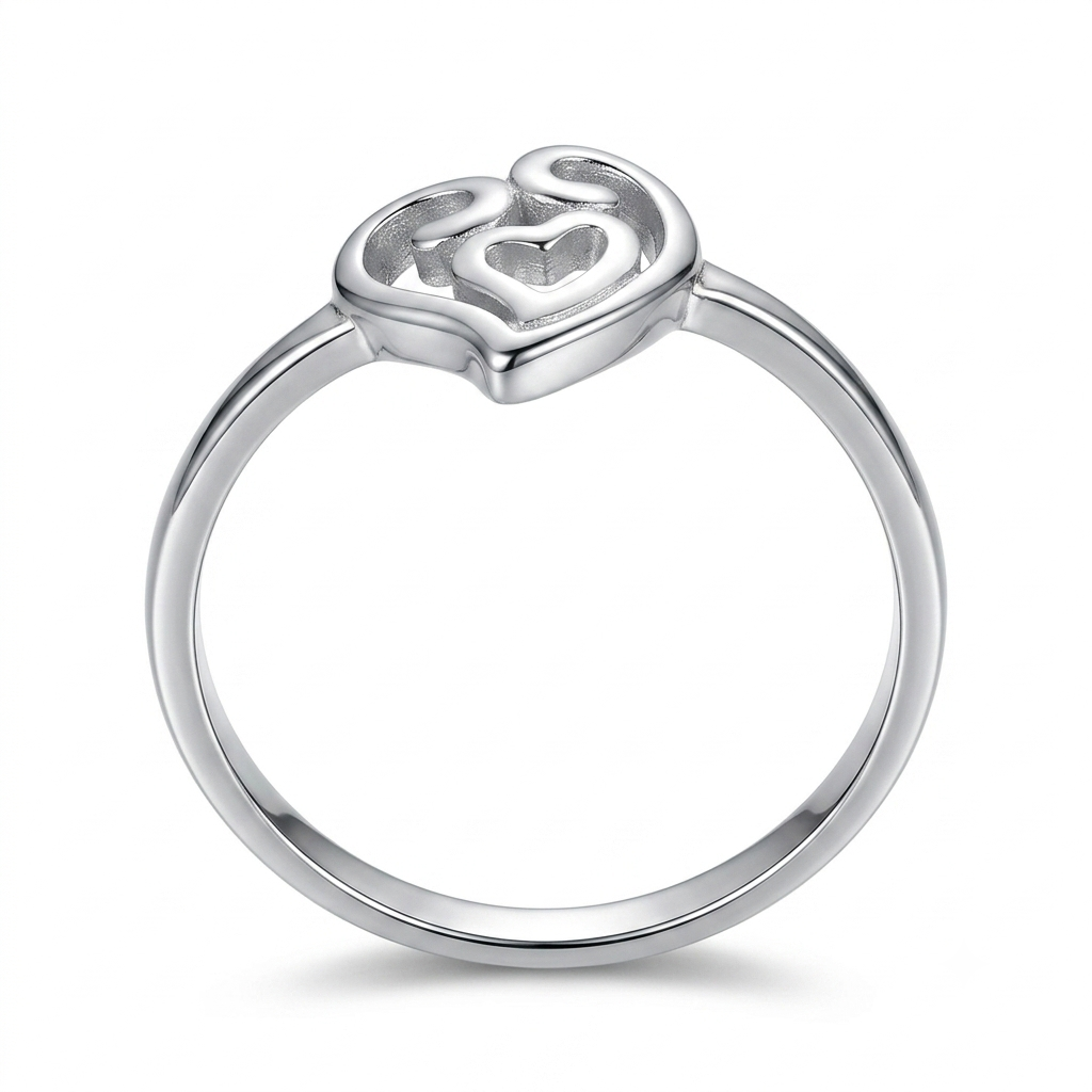 Sylvexia 925 Sterling Silver Open Heart Ring for Women