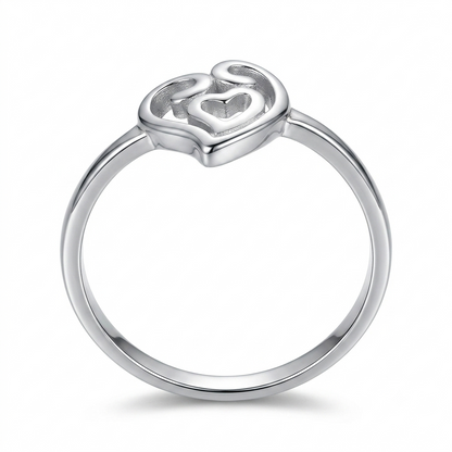 Sylvexia 925 Sterling Silver Open Heart Ring for Women