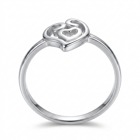 Sylvexia 925 Sterling Silver Open Heart Ring for Women