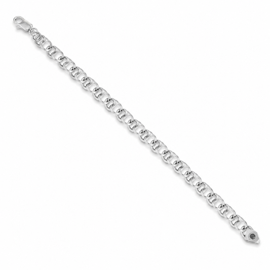 SYLVEXIA 925 Sterling Silver Round Link Chain Bracelet for Men | Classic Polished Design