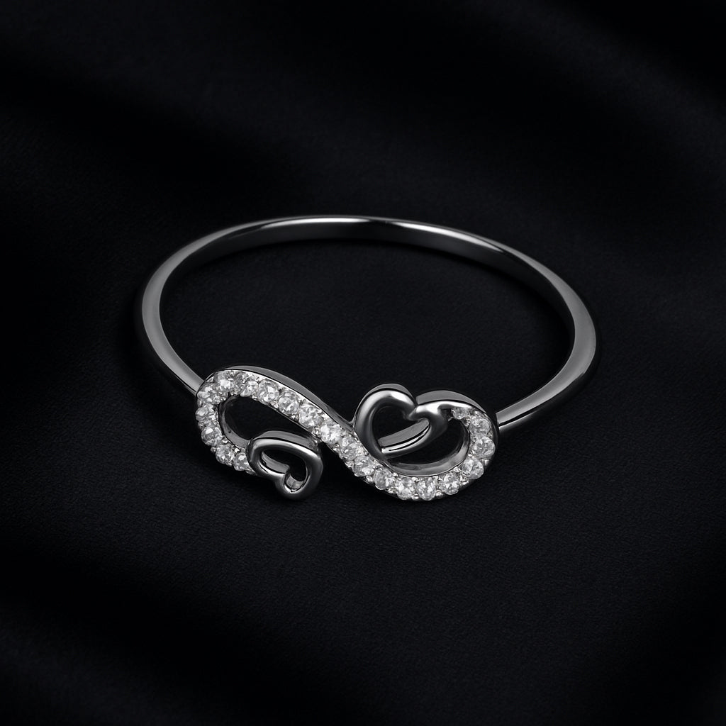 Sylvexia 925 Sterling Silver Infinity Heart CZ Ring for Women