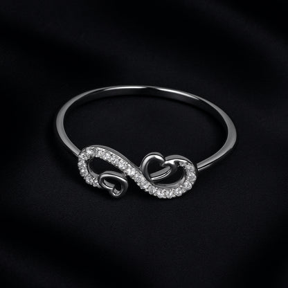 Sylvexia 925 Sterling Silver Infinity Heart CZ Ring for Women