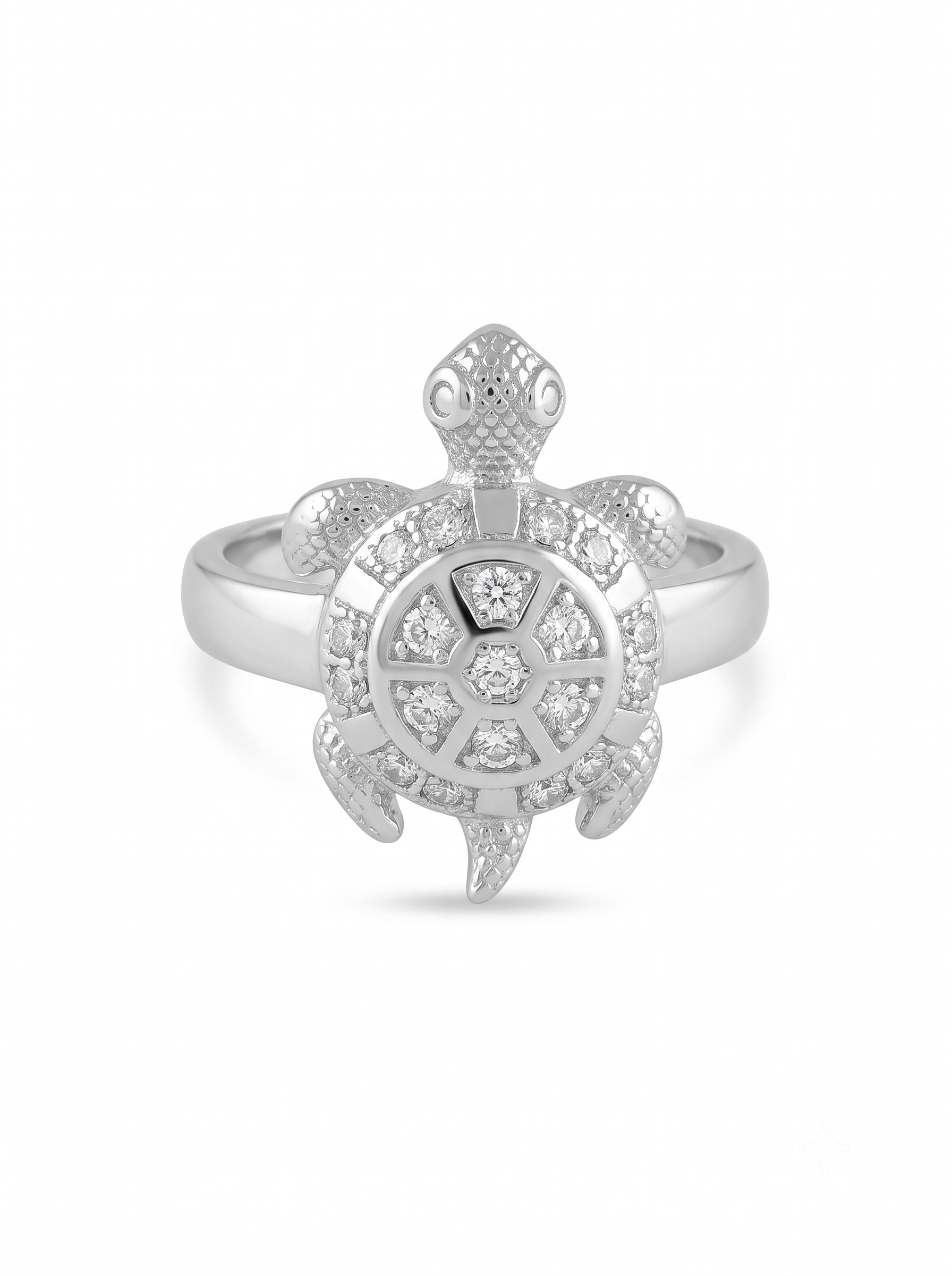 SYLVEXIA 925 Sterling Silver Turtle Design CZ Statement Ring for Men