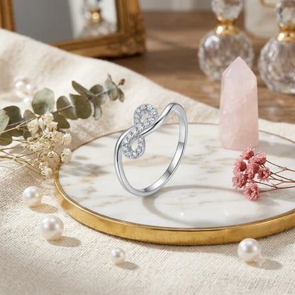 SYLVEXIA 925 Sterling Silver Crystal Infinity Ring for Women