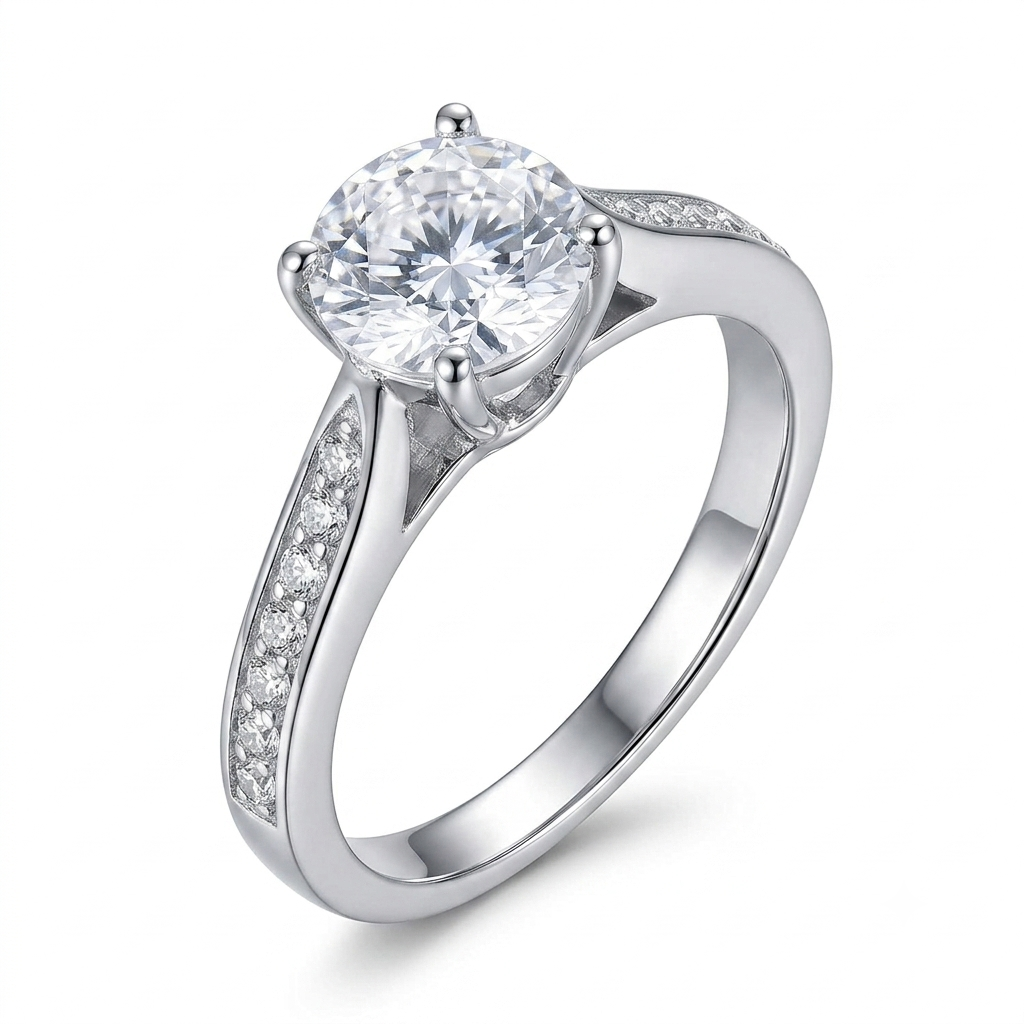 Sylvexia 925 Sterling Silver Solitaire CZ Ring for Women