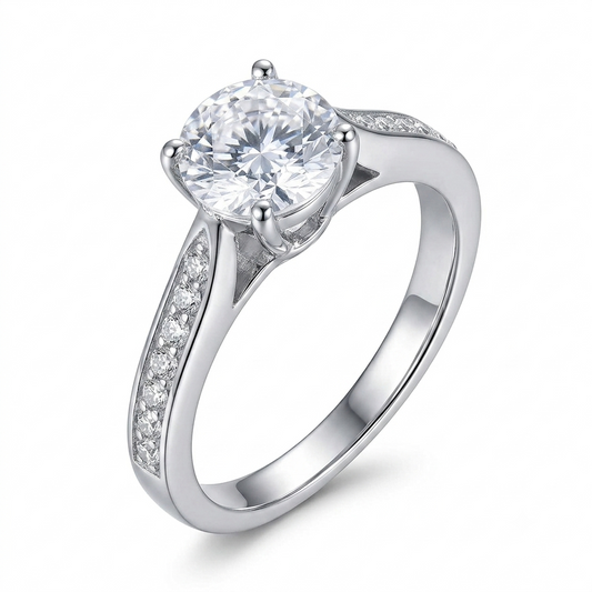 Sylvexia 925 Sterling Silver Solitaire CZ Ring for Women