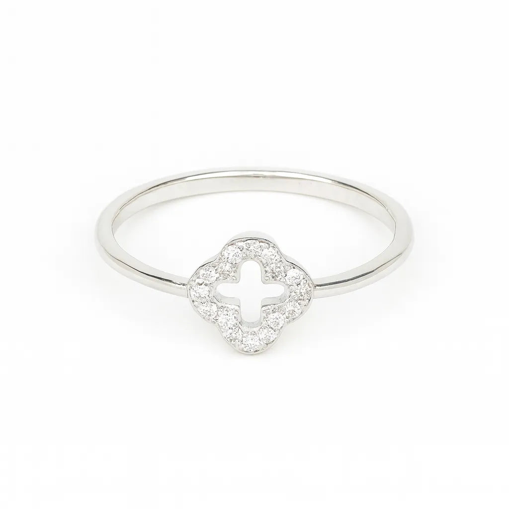 925 Sterling Silver Clover Stone Ring for Women