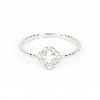 925 Sterling Silver Clover Stone Ring for Women
