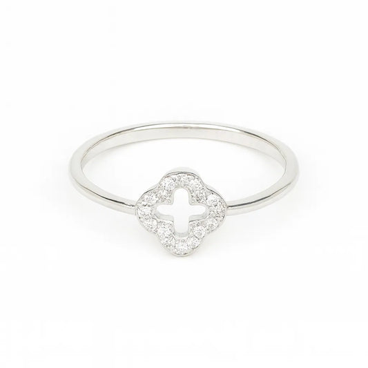 925 Sterling Silver Clover Stone Ring for Women