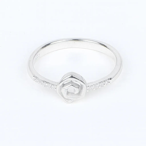 925 Silver Rose Design Ring Minimal Floral Women