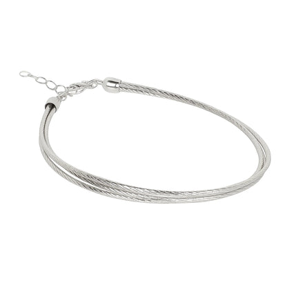 Women’s Silver Braided Bracelet | Elegant Adjustable Jewelry