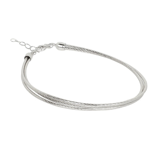 Women’s Silver Braided Bracelet | Elegant Adjustable Jewelry